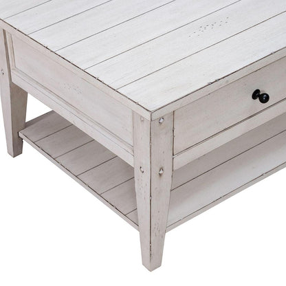 Liberty Furniture - Lake House Cocktail Table in Weathered White - 110W-OT1010 veiw 8
