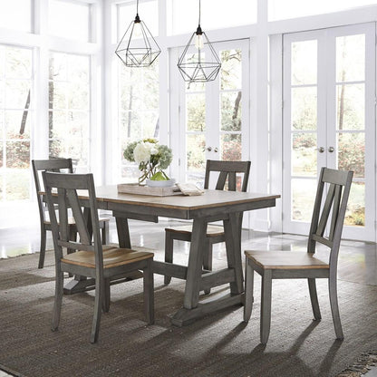 Liberty Furniture - Lindsey Farm 5 Piece Trestle Table Set - 62-CD-5TRS veiw 1