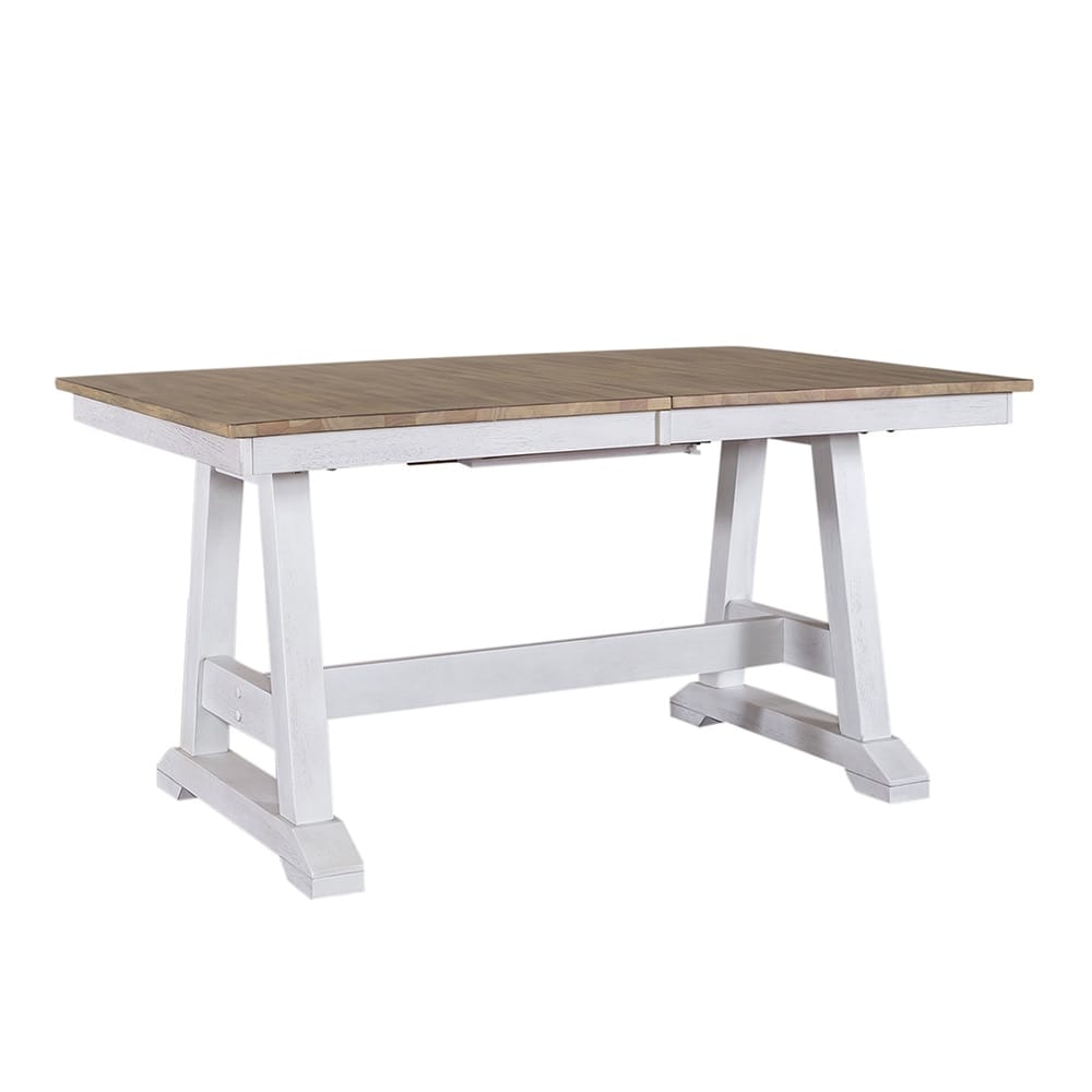 Liberty Furniture - Lindsey Farm 5 Piece Trestle Table Set  in Weathered White & Sandstone - 62WH-CD-5TRS veiw 2