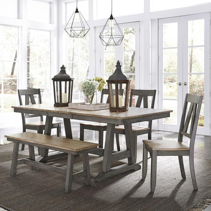 Liberty Furniture - Lindsey Farm 6 Piece Trestle Table Set - 62-CD-6TRS veiw 1