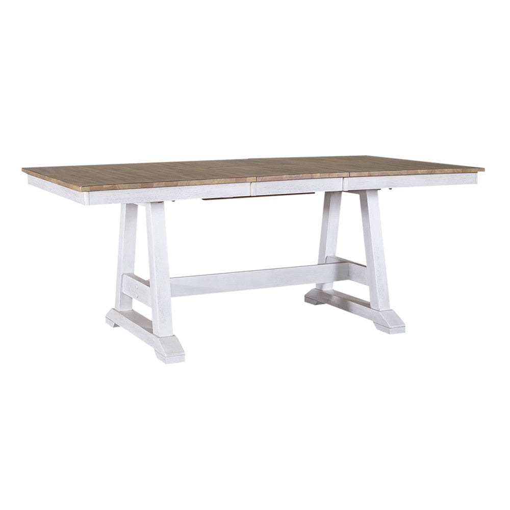 Liberty Furniture - Lindsey Farm 6 Piece Trestle Table Set  in Weathered White & Sandstone - 62WH-CD-6TRS veiw 2