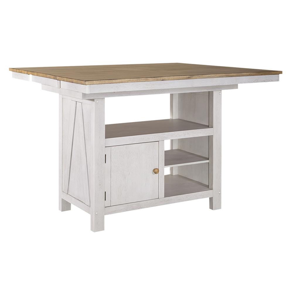 Liberty Furniture - Lindsey Farm 7 Piece Gathering Table Set  in Weathered White & Sandstone - 62WH-CD-7GTS veiw 2