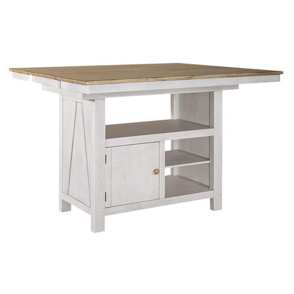 Liberty Furniture - Lindsey Farm 7 Piece Gathering Table Set  in Weathered White & Sandstone - 62WH-CD-7GTS veiw 2