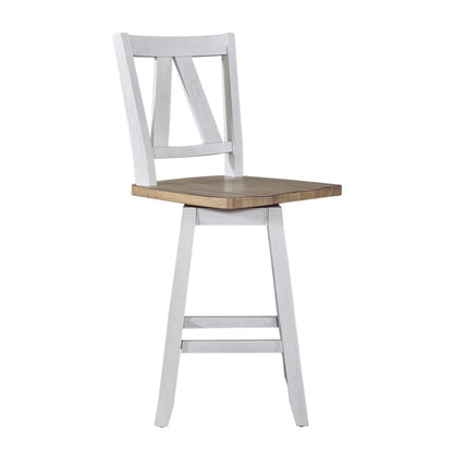 Liberty Furniture - Lindsey Farm 7 Piece Gathering Table Set  in Weathered White & Sandstone - 62WH-CD-7GTS veiw 3