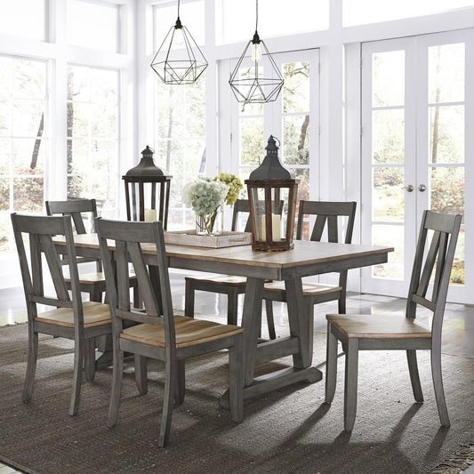 Liberty Furniture - Lindsey Farm 7 Piece Trestle Table Set - 62-CD-7TRS veiw 1