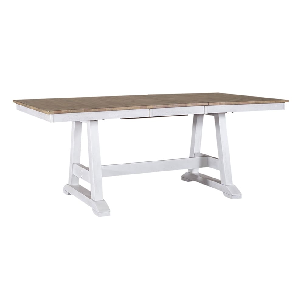 Liberty Furniture - Lindsey Farm 7 Piece Trestle Table Set  in Weathered White & Sandstone - 62WH-CD-7TRS veiw 2