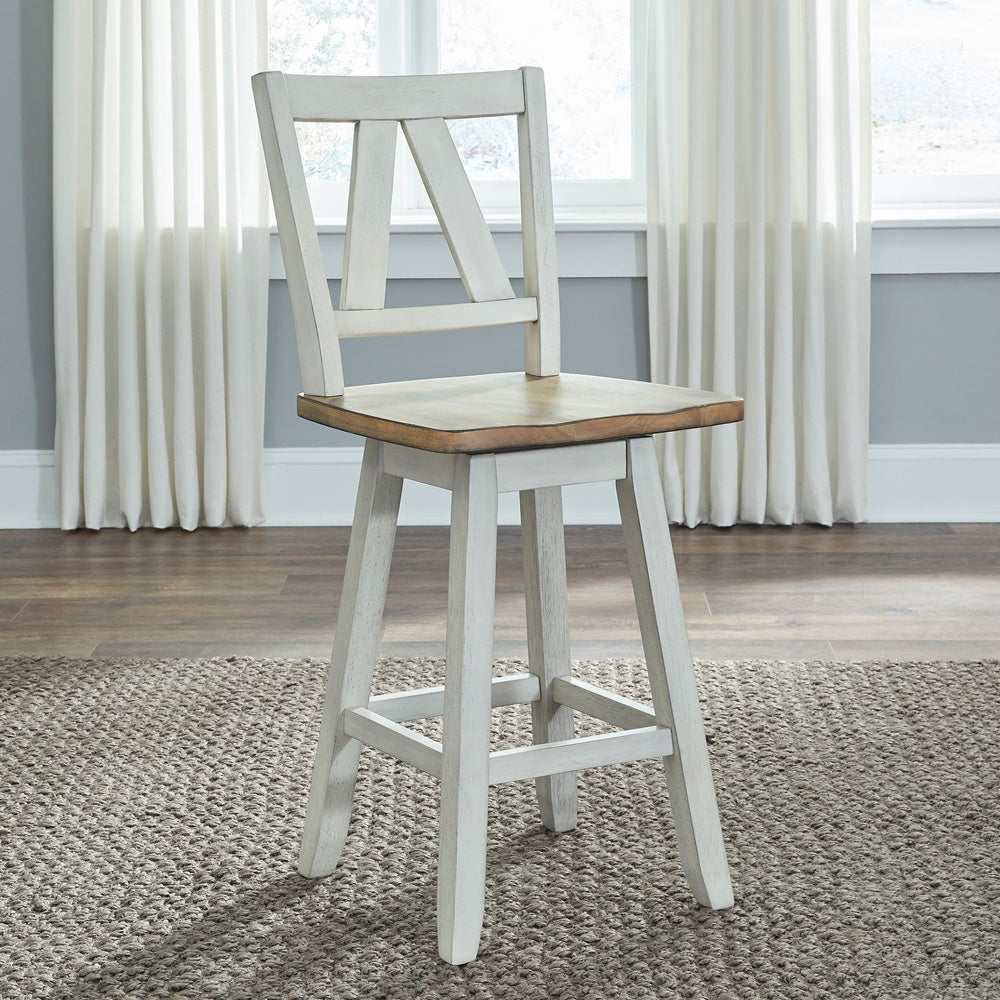 Liberty Furniture - Lindsey Farm Counter Height Swivel Chair  - Set of 2 - 62WH-B250324-2PK view 5