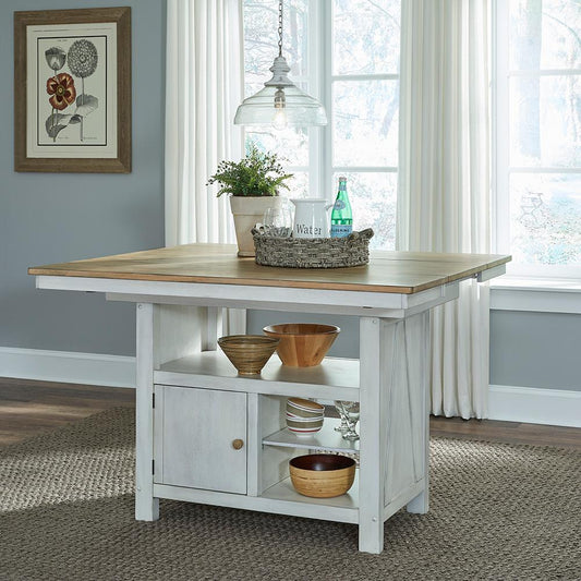 Liberty Furniture - Lindsey Farm Kitchen Island in Weathered White & Sandstone - 62WH-CD-GTS veiw 1