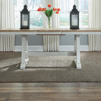 Liberty Furniture - Lindsey Farm Trestle Table in Weathered White & Sandstone - 62WH-CD-TRS veiw 1