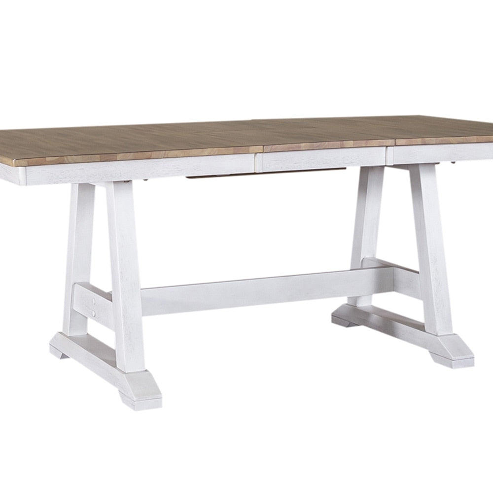 Liberty Furniture - Lindsey Farm Trestle Table in Weathered White & Sandstone - 62WH-CD-TRS veiw 2