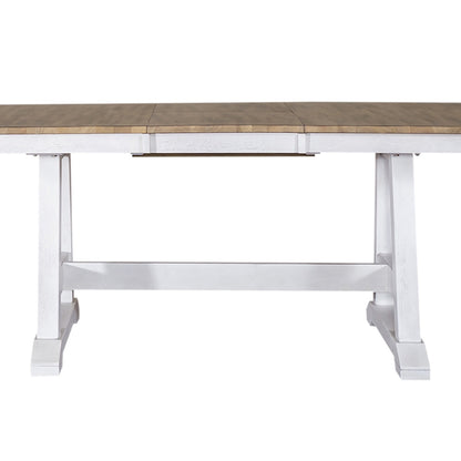 Liberty Furniture - Lindsey Farm Trestle Table in Weathered White & Sandstone - 62WH-CD-TRS veiw 3