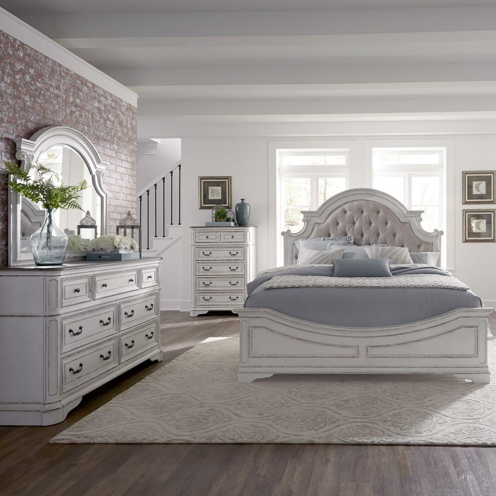 Liberty Furniture - Magnolia Manor 4 Piece Queen Uph Bed, Dresser & Mirror, Chest Set - 244-BR-QUBDMC veiw 1