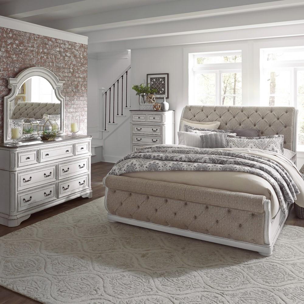 Liberty Furniture - Magnolia Manor 4 Piece Queen Uph Sleigh Bed, Dresser & Mirror, Chest Set - 244-BR-QUSLDMC veiw 1