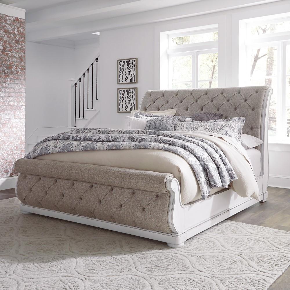 Liberty Furniture - Magnolia Manor 4 Piece Queen Uph Sleigh Bed, Dresser & Mirror, Chest Set - 244-BR-QUSLDMC veiw 3
