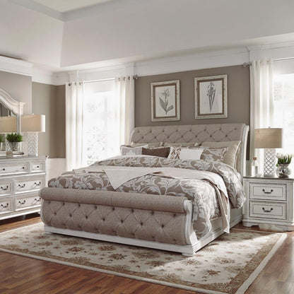 Liberty Furniture - Magnolia Manor 4 Piece Queen Uph Sleigh Bed, Dresser & Mirror, Nightstand Set - 244-BR-QUSLDMN veiw 1