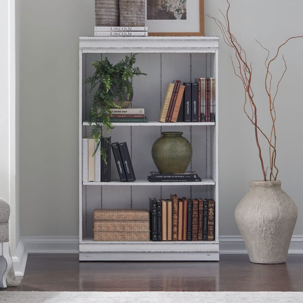 Liberty Furniture - Magnolia Manor 48 Inch Bookcase  in Antique White & Weathered Bark - 244-HO3048 veiw 1