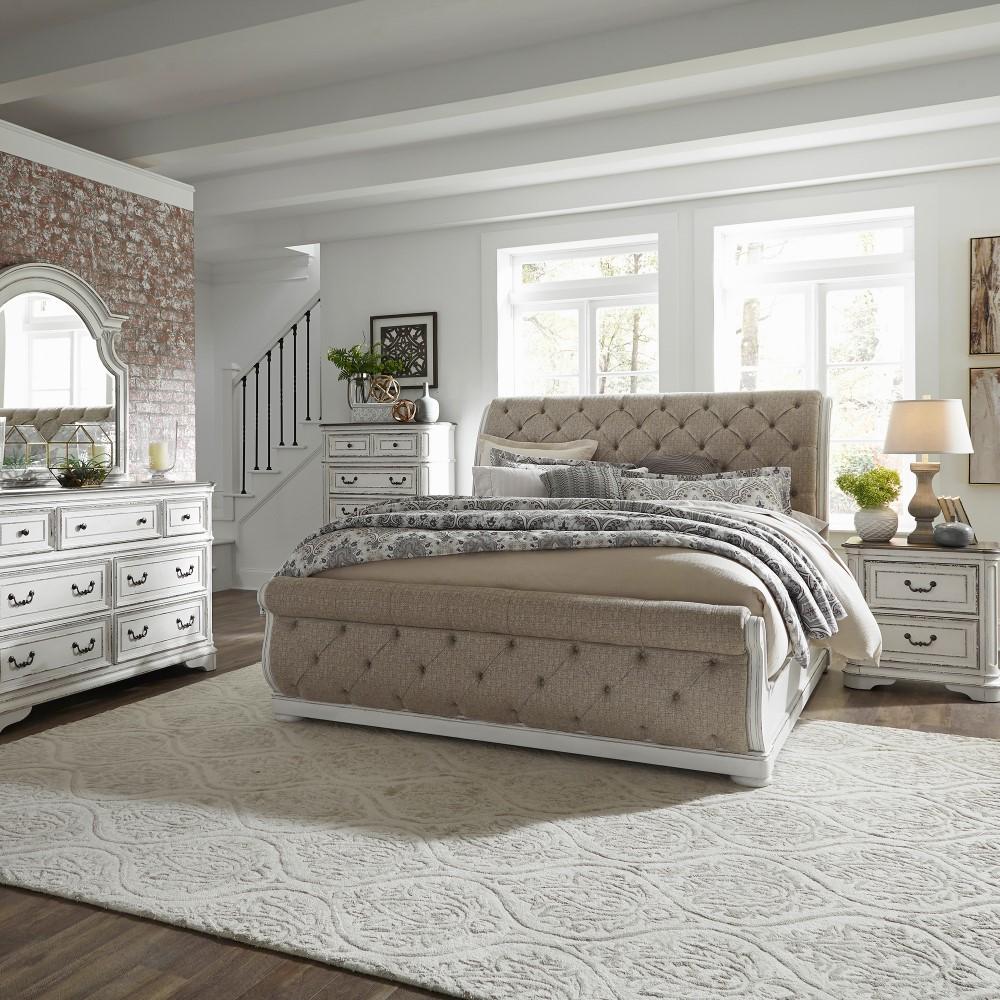 Liberty Furniture - Magnolia Manor 5 Piece Queen Uph Sleigh Bed, Dresser & Mirror, Chest, Nightstand Set - 244-BR-QUSLDMCN veiw 1