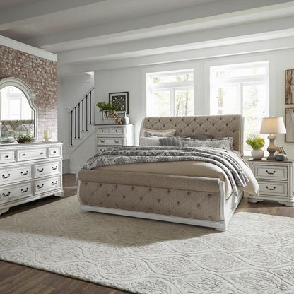 Liberty Furniture - Magnolia Manor 5 Piece Queen Uph Sleigh Bed, Dresser & Mirror, Chest, Nightstand Set - 244-BR-QUSLDMCN veiw 1