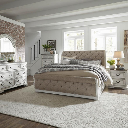 Liberty Furniture - Magnolia Manor 5 Piece Queen Uph Sleigh Bed, Dresser & Mirror, Chest, Nightstand Set - 244-BR-QUSLDMCN veiw 1