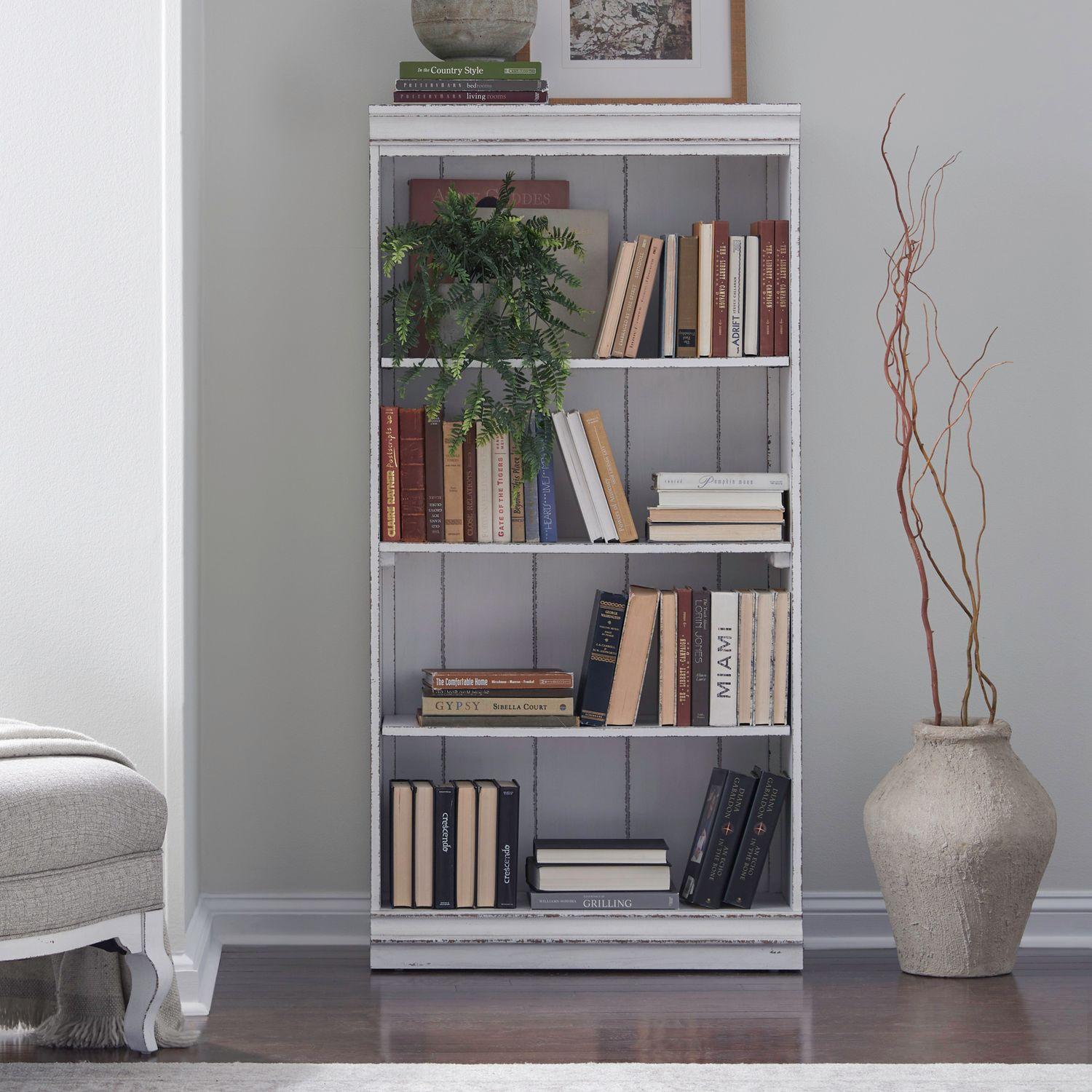 Liberty Furniture - Magnolia Manor 60 Inch Bookcase  in Antique White & Weathered Bark - 244-HO3060 veiw 2