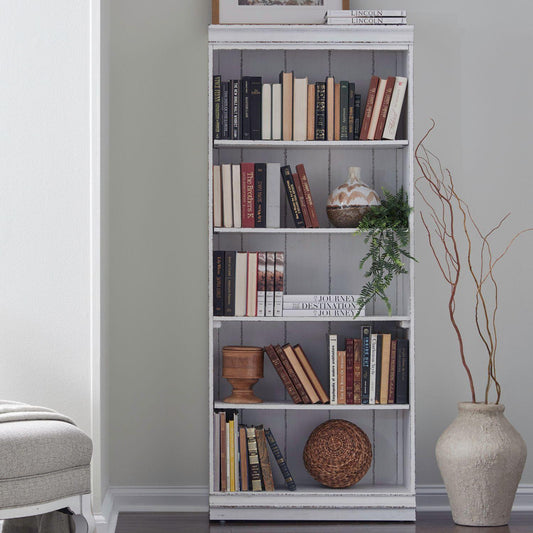 Liberty Furniture - Magnolia Manor 72 Inch Bookcase  in Antique White & Weathered Bark - 244-HO3072 veiw 2