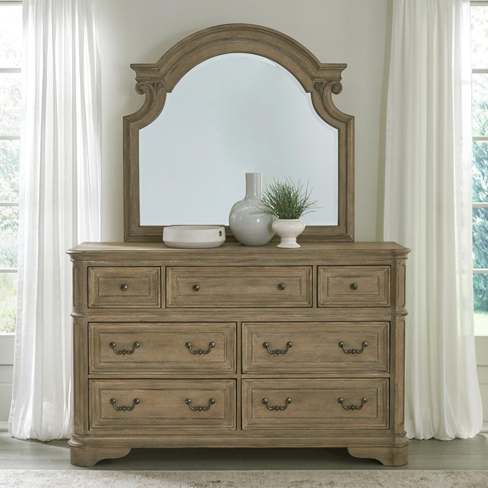 Liberty Furniture - Magnolia Manor Dresser & Mirror  in Weathered Bisque - 244N-BR-DM veiw 1
