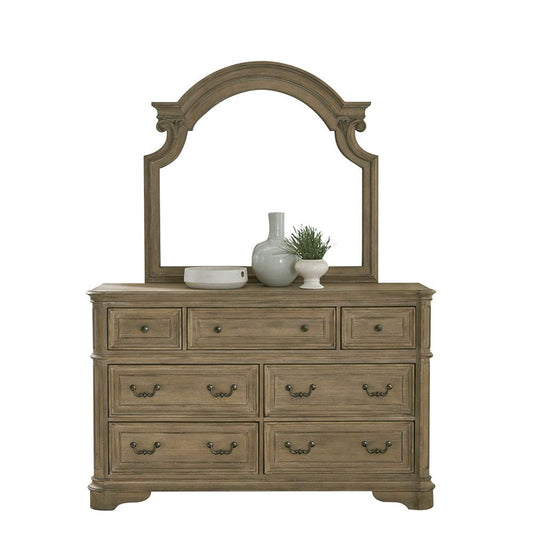 Liberty Furniture - Magnolia Manor Dresser & Mirror  in Weathered Bisque - 244N-BR-DM veiw 2