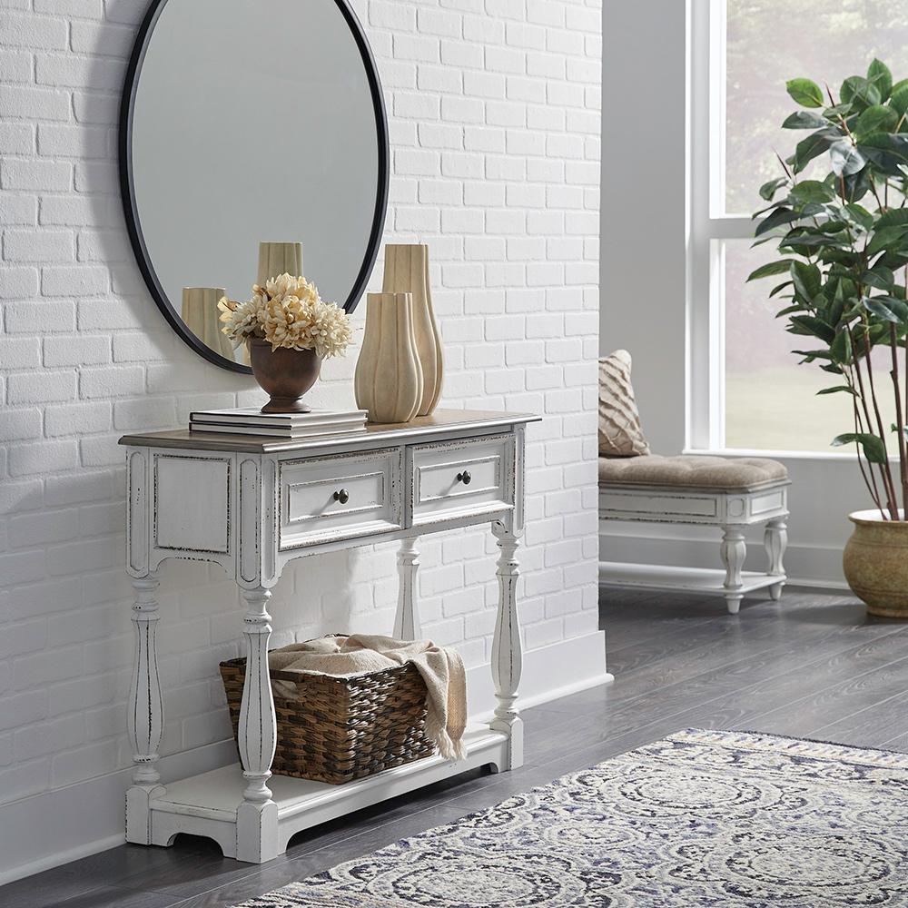Liberty Furniture - Magnolia Manor Hall Console in Antique White & Weathered Bark - 244-AT2003 veiw 1