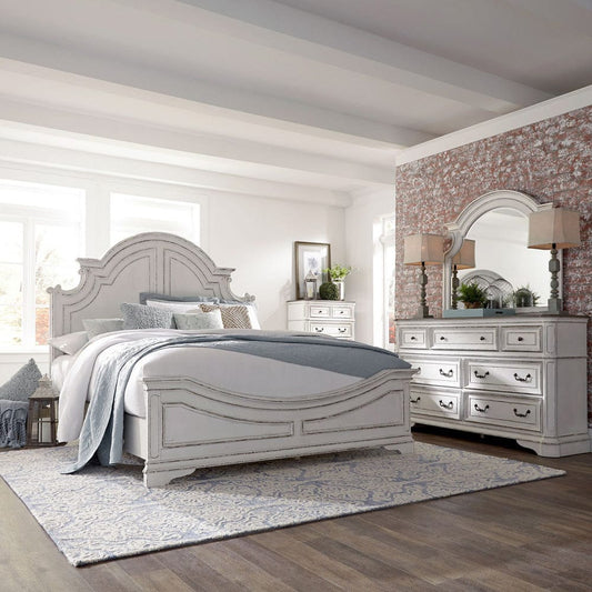Liberty Furniture - Magnolia Manor - King California Panel Bed, Dresser & Mirror, Chest in White - 244-BR-CPBDMC view 1