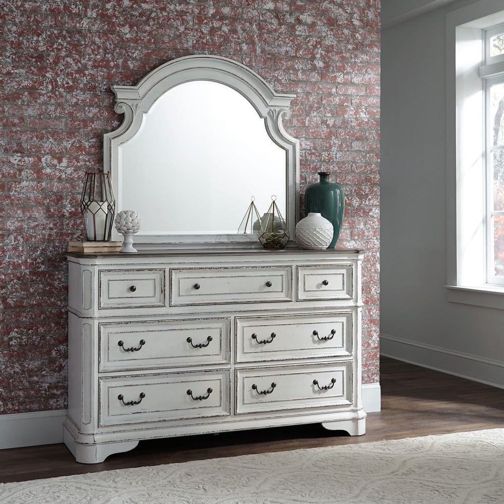 Liberty Furniture - Magnolia Manor - King California Panel Bed, Dresser & Mirror, Chest, Night Stand in White - 244-BR-CPBDMCN view 2