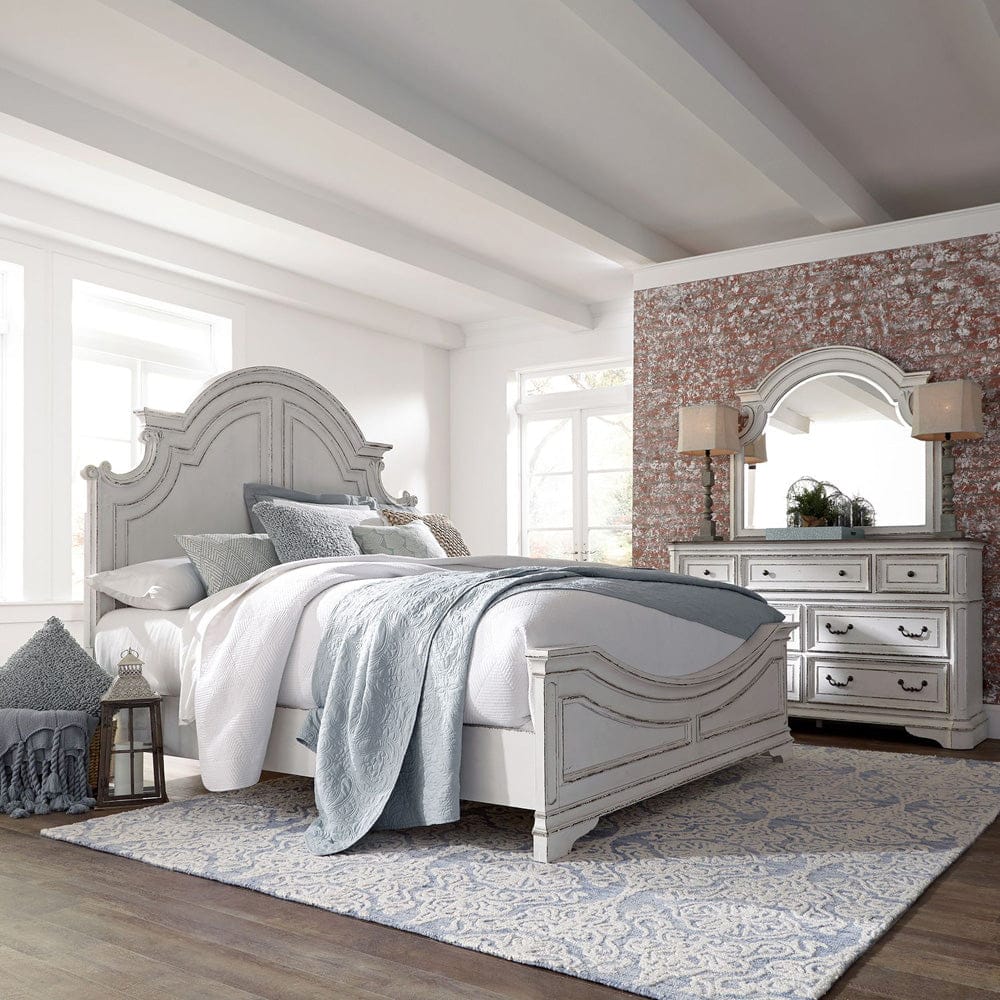 Liberty Furniture - Magnolia Manor - King California Panel Bed, Dresser & Mirror in White - 244-BR-CPBDM view 1