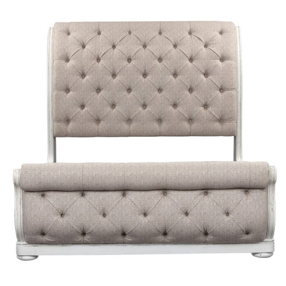 Liberty Furniture - Magnolia Manor - King California Upholstered Sleigh Bed, Dresser & Mirror, Chest in White - 244-BR-CKUSLDMC view 3