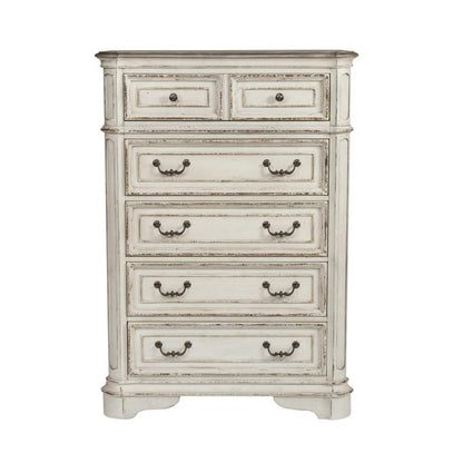 Liberty Furniture - Magnolia Manor - King California Upholstered Sleigh Bed, Dresser & Mirror, Chest in White - 244-BR-CKUSLDMC view 5