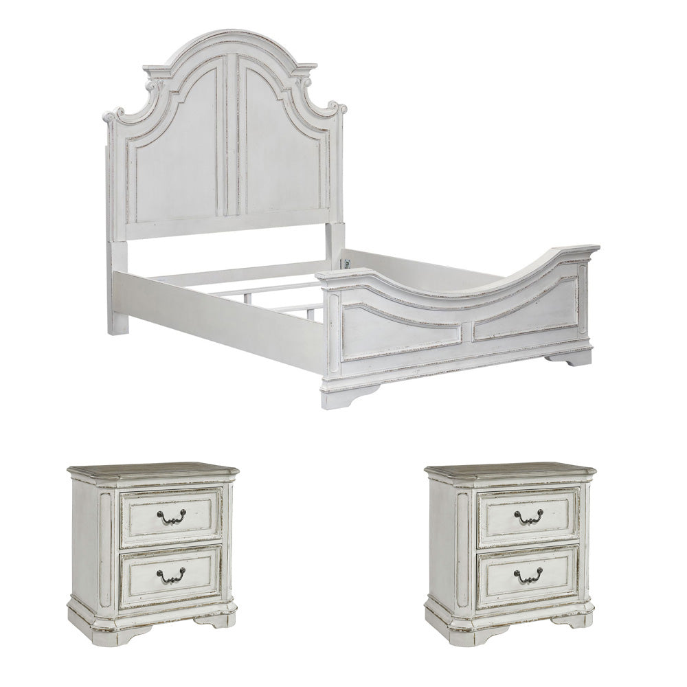 Liberty Furniture - Magnolia Manor King Panel Bed, 2 Nightstands - 244-BR-KPB2NS view 1