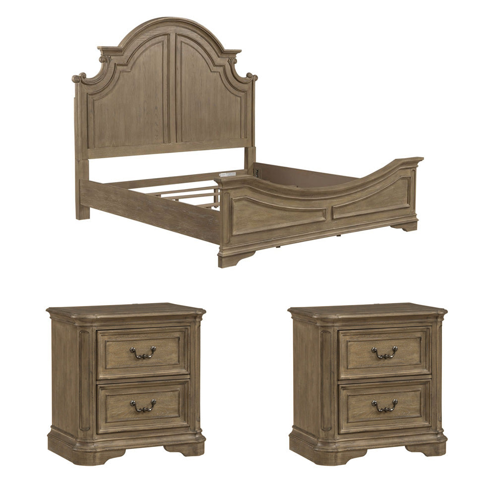Liberty Furniture - Magnolia Manor King Panel Bed, 2 Nightstands - 244N-BR-KPB2NS view 1