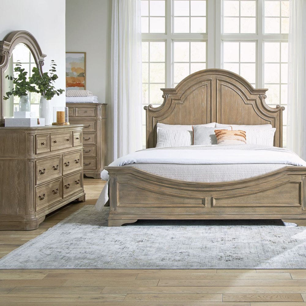 Liberty Furniture - Magnolia Manor - King Panel Bed, Dresser & Mirror, Chest in Brown - 244N-BR-KPBDMC view 1
