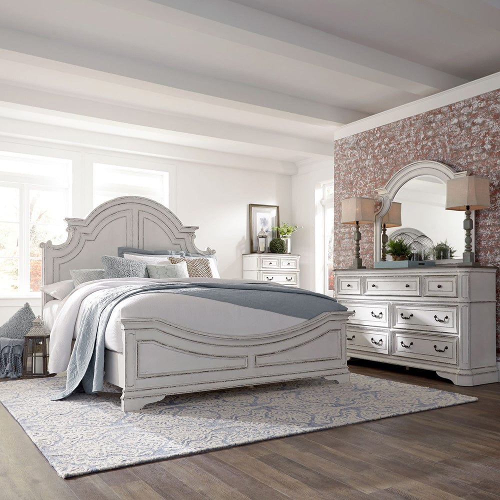 Liberty Furniture - Magnolia Manor - King Panel Bed, Dresser & Mirror, Chest in White - 244-BR-KPBDMC view 1