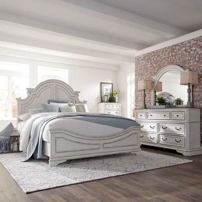 Liberty Furniture - Magnolia Manor - King Panel Bed, Dresser & Mirror, Chest in White - 244-BR-KPBDMC view 1