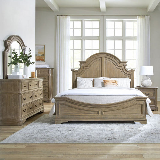 Liberty Furniture - Magnolia Manor - King Panel Bed, Dresser & Mirror, Chest, Night Stand in Brown - 244N-BR-KPBDMCN view 1