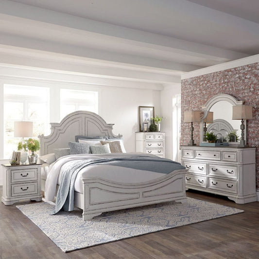 Liberty Furniture - Magnolia Manor - King Panel Bed, Dresser & Mirror, Chest, Night Stand in White - 244-BR-KPBDMCN view 1