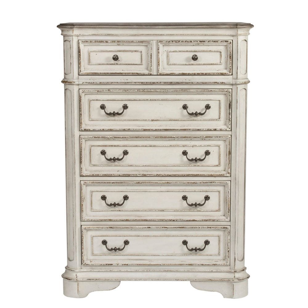 Liberty Furniture - Magnolia Manor - King Panel Bed, Dresser & Mirror, Chest, Night Stand in White - 244-BR-KPBDMCN view 5