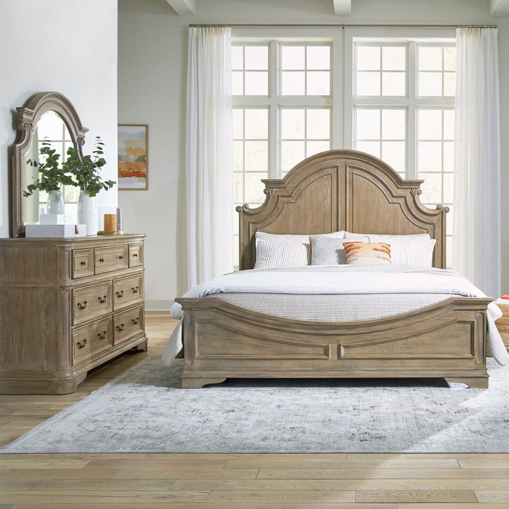 Liberty Furniture - Magnolia Manor - King Panel Bed, Dresser & Mirror in Brown - 244N-BR-KPBDM view 1