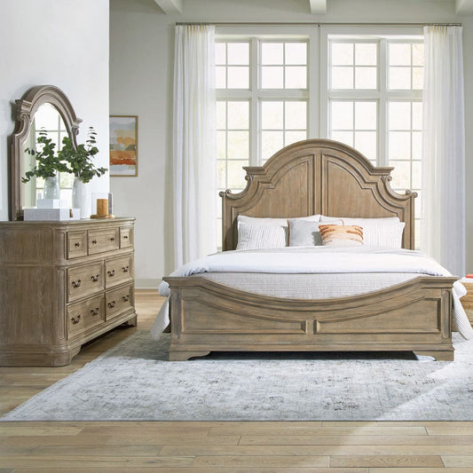 Liberty Furniture - Magnolia Manor - King Panel Bed, Dresser & Mirror in Brown - 244N-BR-KPBDM view 1