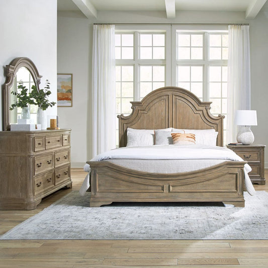 Liberty Furniture - Magnolia Manor - King Panel Bed, Dresser & Mirror, Night Stand in Brown - 244N-BR-KPBDMN view 1