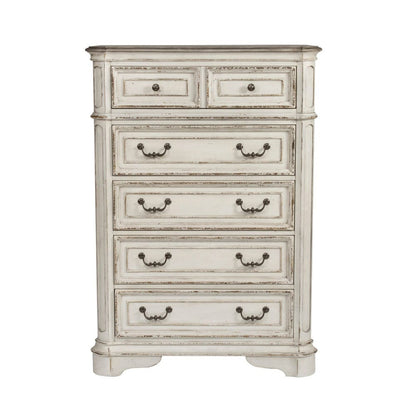Liberty Furniture - Magnolia Manor - King Uph Bed, Dresser & Mirror, Chest in White - 244-BR-KUBDMC view 5