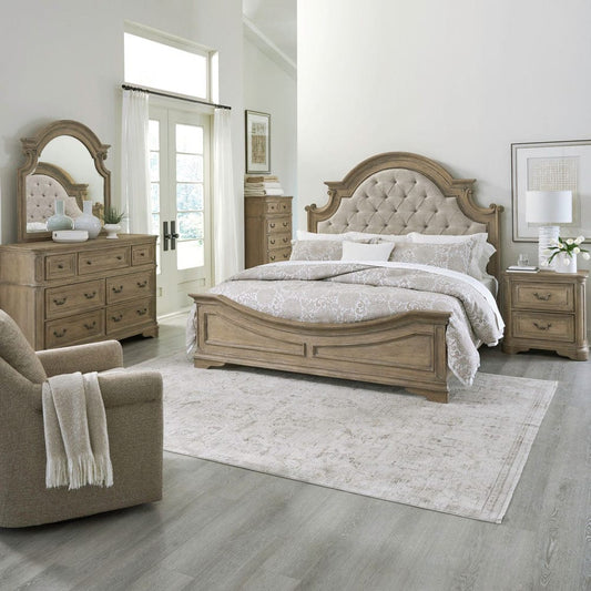 Liberty Furniture - Magnolia Manor - King Uph Bed, Dresser & Mirror, Chest, Night Stand in Brown - 244N-BR-KUBDMCN view 1