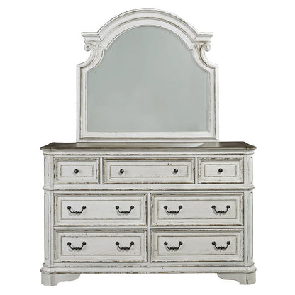 Liberty Furniture - Magnolia Manor - King Uph Bed, Dresser & Mirror, Chest, Night Stand in White - 244-BR-KUBDMCN view 4