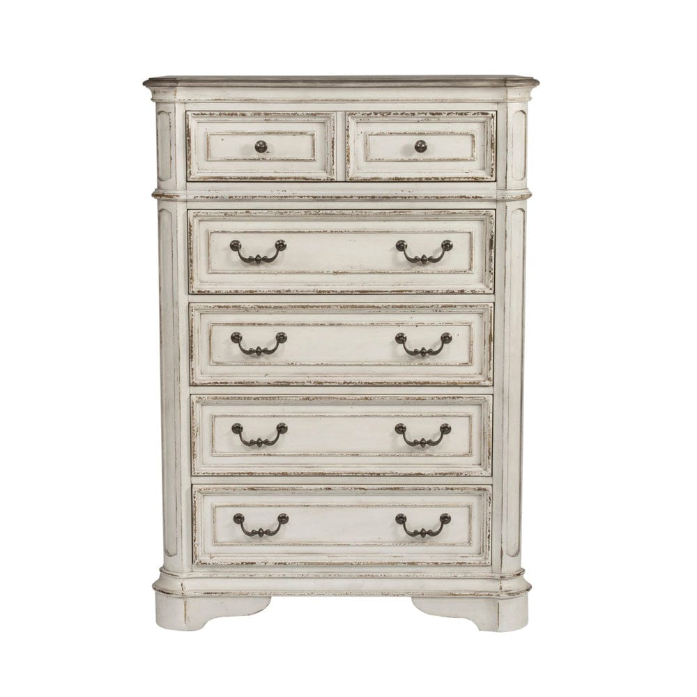 Liberty Furniture - Magnolia Manor - King Uph Bed, Dresser & Mirror, Chest, Night Stand in White - 244-BR-KUBDMCN view 5