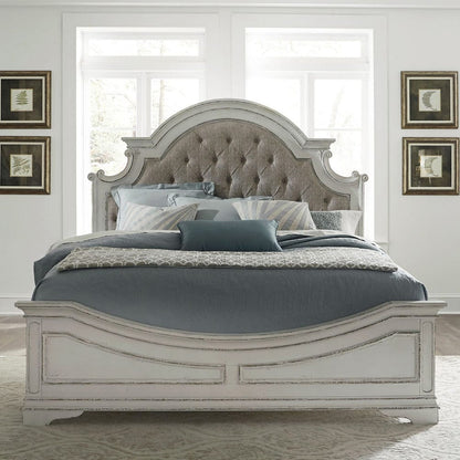 Liberty Furniture - Magnolia Manor - King Uph Bed, Dresser & Mirror in White - 244-BR-KUBDM view 3