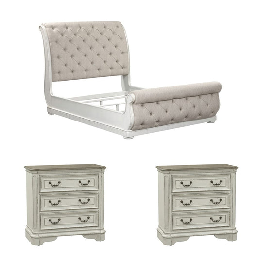 Liberty Furniture - Magnolia Manor King Uph Sleigh Bed, 2 Bedside Chests - 244-BR-KUSL2BSC view 1